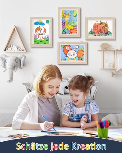 Ciscle Bilderrahmen Kinderzeichnungen, 2 Stück A4 Befüllba Kunstfotorahmen für Kinder, Frontöffnung Bilderrahmen für Kunstwerke… – Ansicht 6