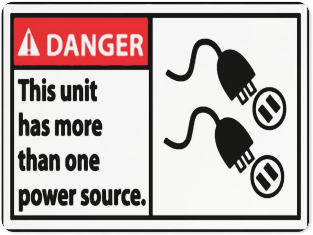 Warning Notice Danger This Unit Has More Than One Rust Free Aluminum Tin Sign - Traffic Safety Decor with Pre-Drilled Holes for Workplace, Factory - 12x8 Inch​