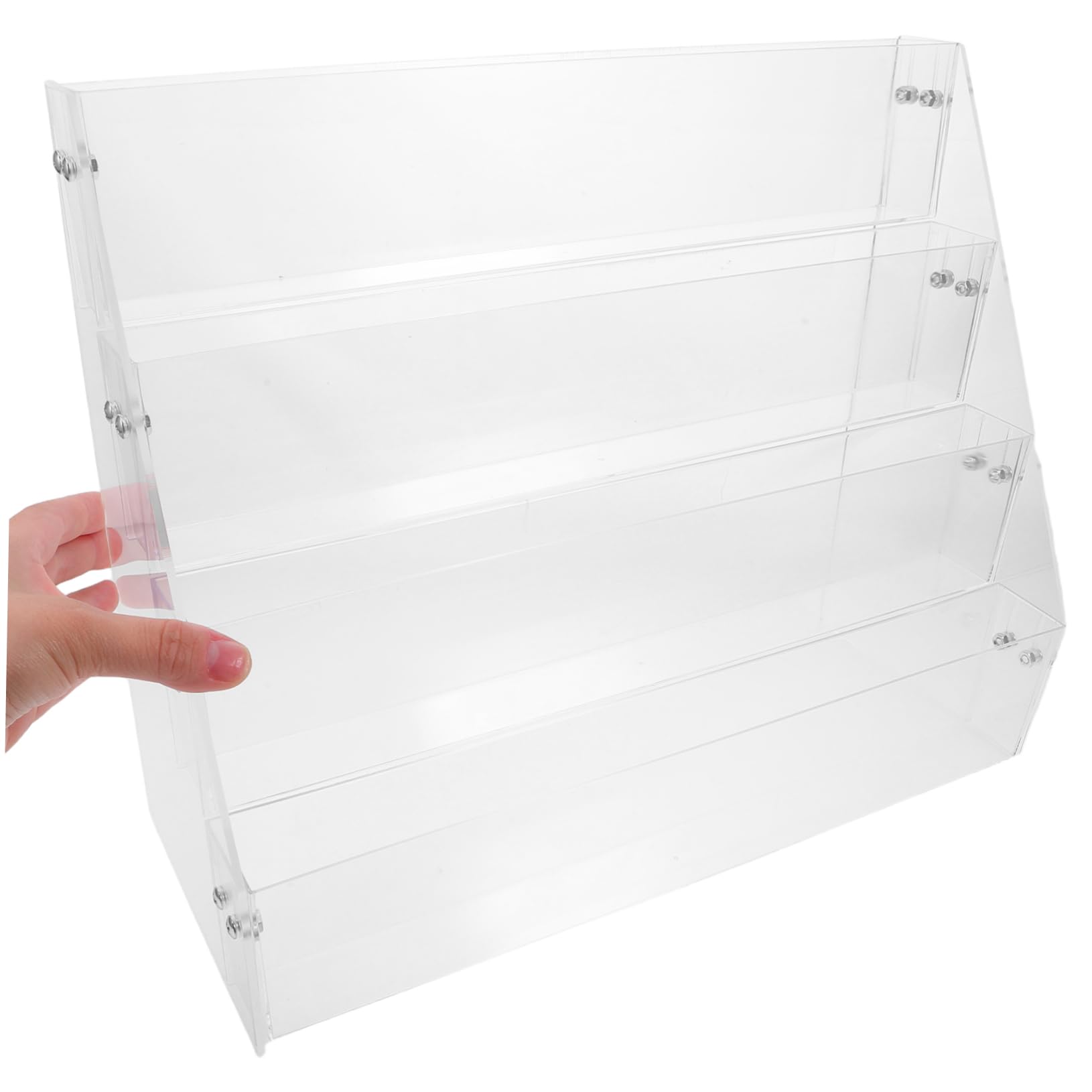 HEALLILY Espositore per carte collezionabili: espositore da tavolo in plastica trasparente a 4 livelli per carte da baseball, basket, calcio, sport, spille