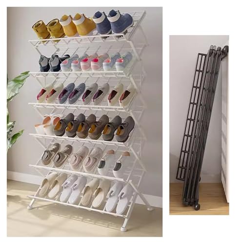 MSHGSKU Foldable Shoe Rack Organizer, Free Standing Metal Shelves, Entryway Storage Unit, Space-Saving Shoe Shelf