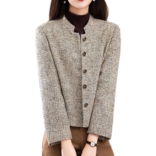 Veste courte en laine tweed femme chic coupe droite pour l automne