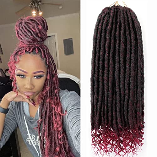 Goddess Locs Crochet Hair 6 Packs 20 Inch Straight Faux Locs Crochet Hair for Black Women, Crochet Pre-Looped Curly Hair Soft Faux Locs Synthetic Braiding Hair Extensions (20 Inch, 6 Packs, 1B-BUG#)