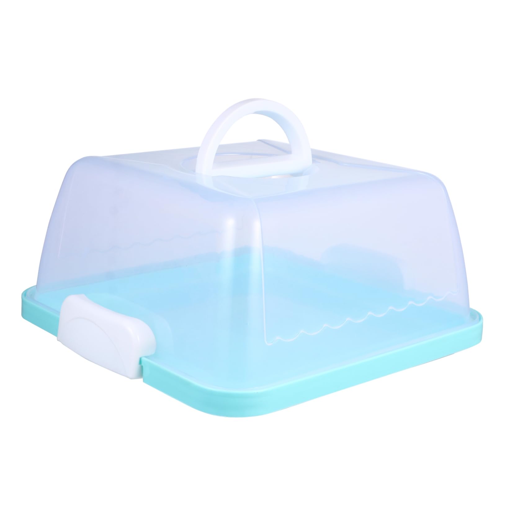 OFFSCH Portable Cake Carrier Rectangle Cake Box Handle Food Preservation Box Blue Plastic Easy Clean