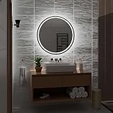 alasta specchio da bagno led moderno ed elegante, specchio rotondo, specchio da parete, specchio illuminato, specchio led - london - 80 cm - colore della luce led - bianco freddo