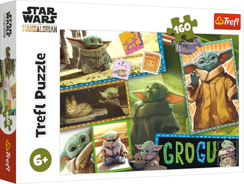 Trefl - Star Wars The Mandalorian, Grogu - Puzzle 160 Pieces - Colorful Puzzle with Heroes of Mandalorian, Star Wars, Creative Entertainment, Fun for Children from 6 years