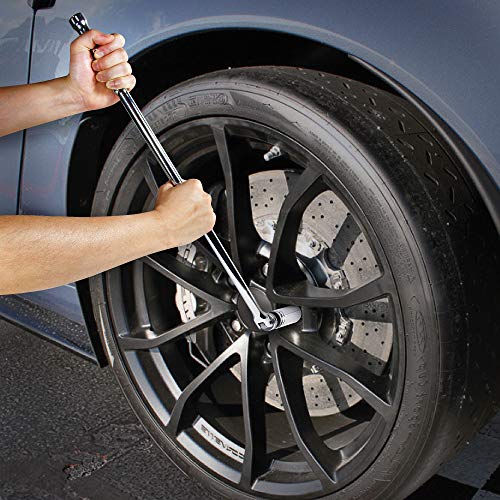 Powerbuilt 1/2 Inch Drive Ratchet Breaker Bar Hand Tool, Long Reach 24 Inches, Grip And Break Loose Tight Bolts, Nuts - 641700 #TOP4