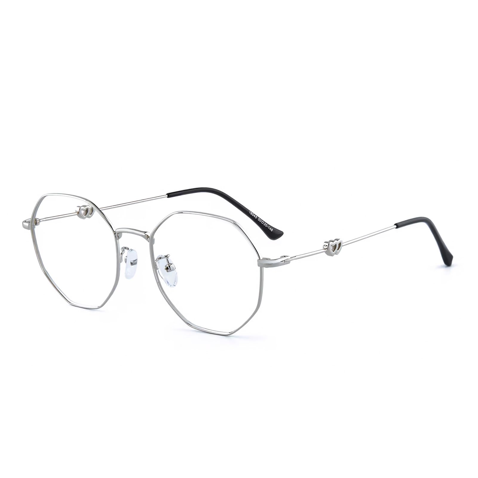 GUDVUE Blue Light Glasses, Computer/Gaming/TV/Phones Glasses for Women/men, Anti Glare/UV400/Eye Strain, Polygon Silver