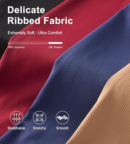 Image of SHARICCA Seamless High Waisted Underwear for Women Cheeky Underwear Wave Edge No Show Bikini Panties Ribbed Panties Pack