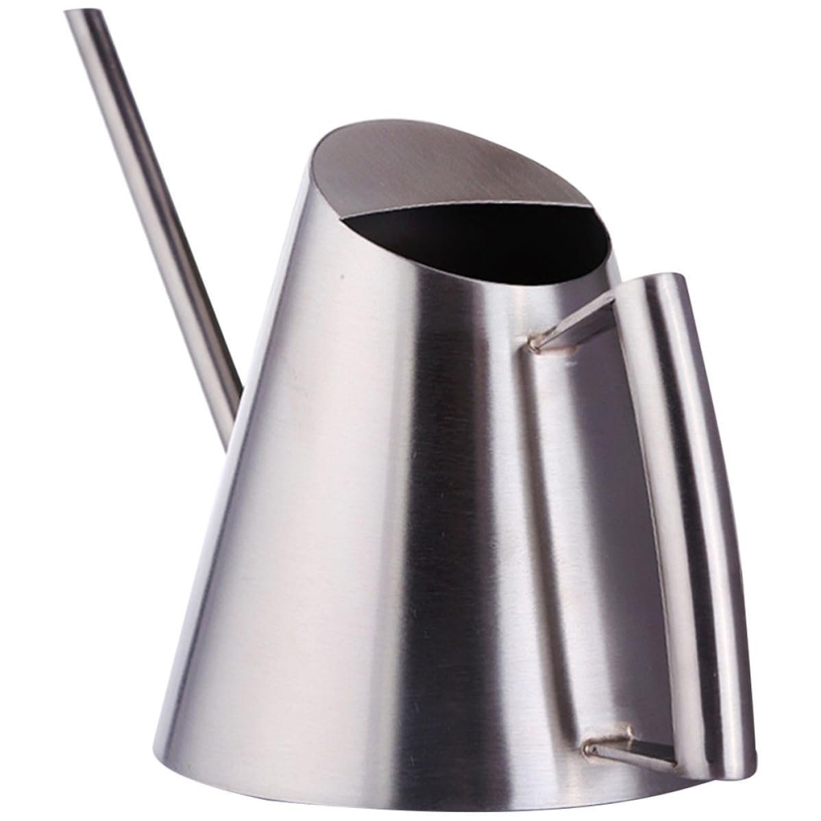 CALLARON Gießkanne für Zimmerpflanzen aus Edelstahl Metall Gartengießkanne 1500ml Silber Rund mit Ergonomischem Griff für Innenbereich und Garten