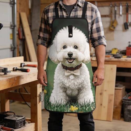 Delantal de trabajo con diseño de perro Bichon Frise miniatura 5