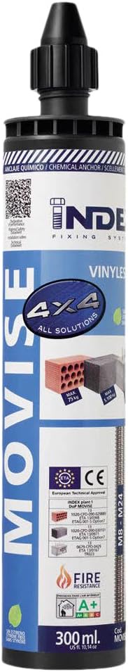 Index Fixing Systems movise – Chemical Anchor for Large Loads in Elements Solid and Hollow Vinylester Styrene Free), MOVISE300_