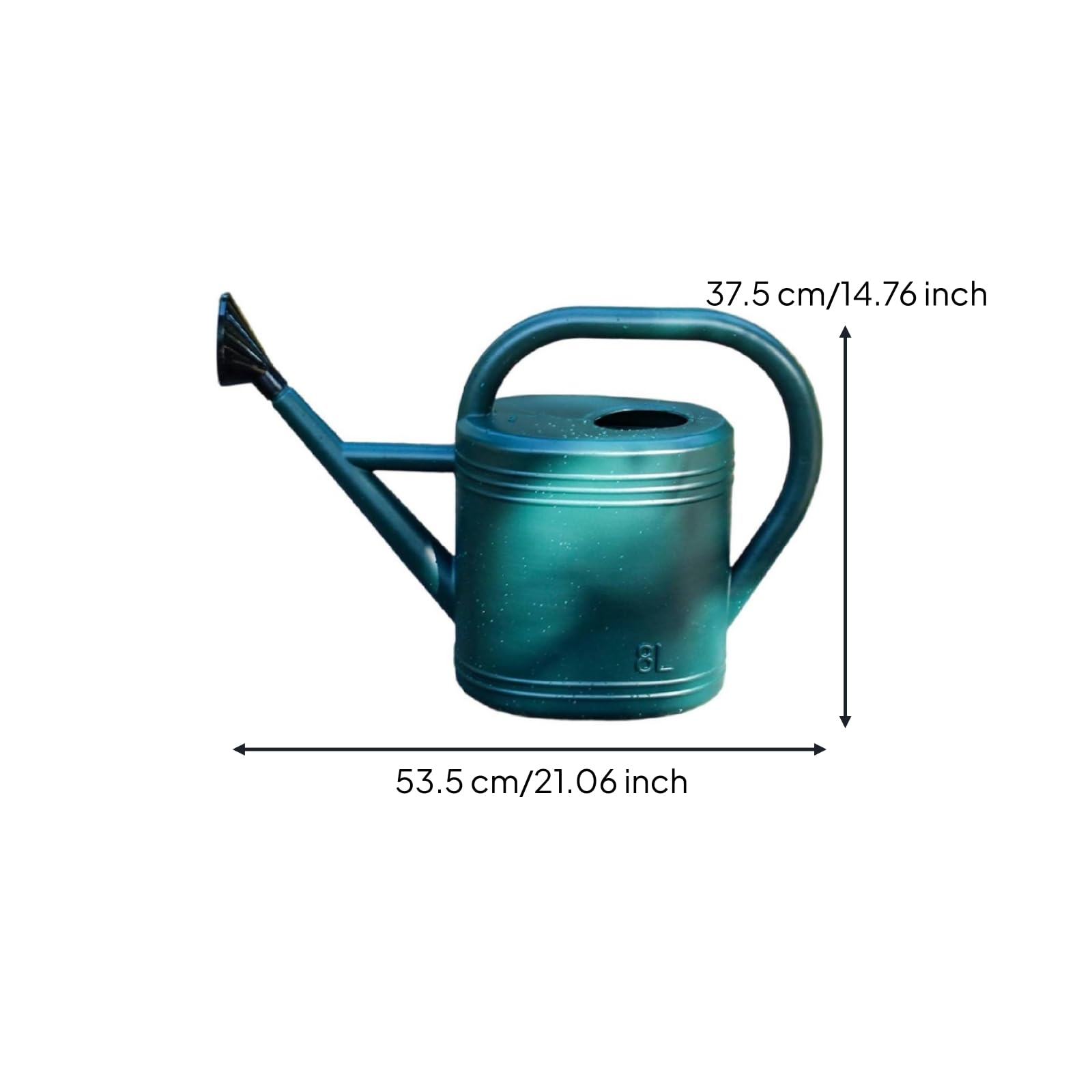 Leicht Blumengießkanne mit Tülle, Grün, 8L | Gießkanne mit Brausekopf, stabil, Kunststoffgießkanne, für Garten