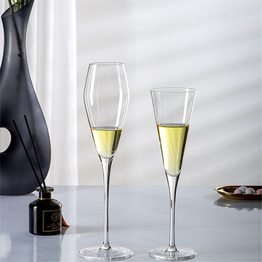 Gafas de efervescencia Copas de champán cristal tallo alto, 6 piezas copas tipo flauta, capacidad 8,12 oz for fiestas empresa y reuniones anuales
