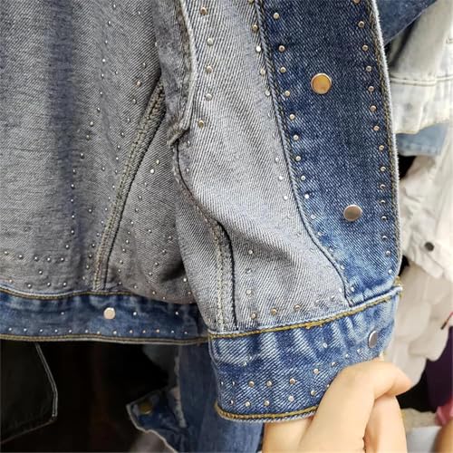 Women's Cotton Polyester Viscose Denim Jacket with Batwing Sleeves and Turn-Down Collar3