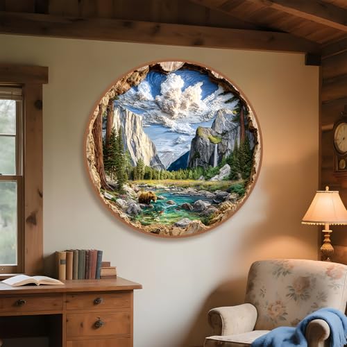 Puzzles de Arte Visual 3D para Adultos 1000 Piezas, Paisaje de Río en Parque Nacional, Rompecabezas Redondo Difícil para Adultos miniatura 5