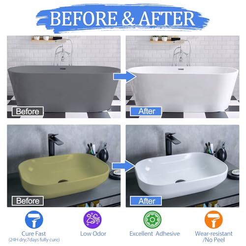 Bekomn Tub And Tile Refinishing Kit,Bathtub Sink Paint Reglaze Kit,Odorless Water Based thumb #2