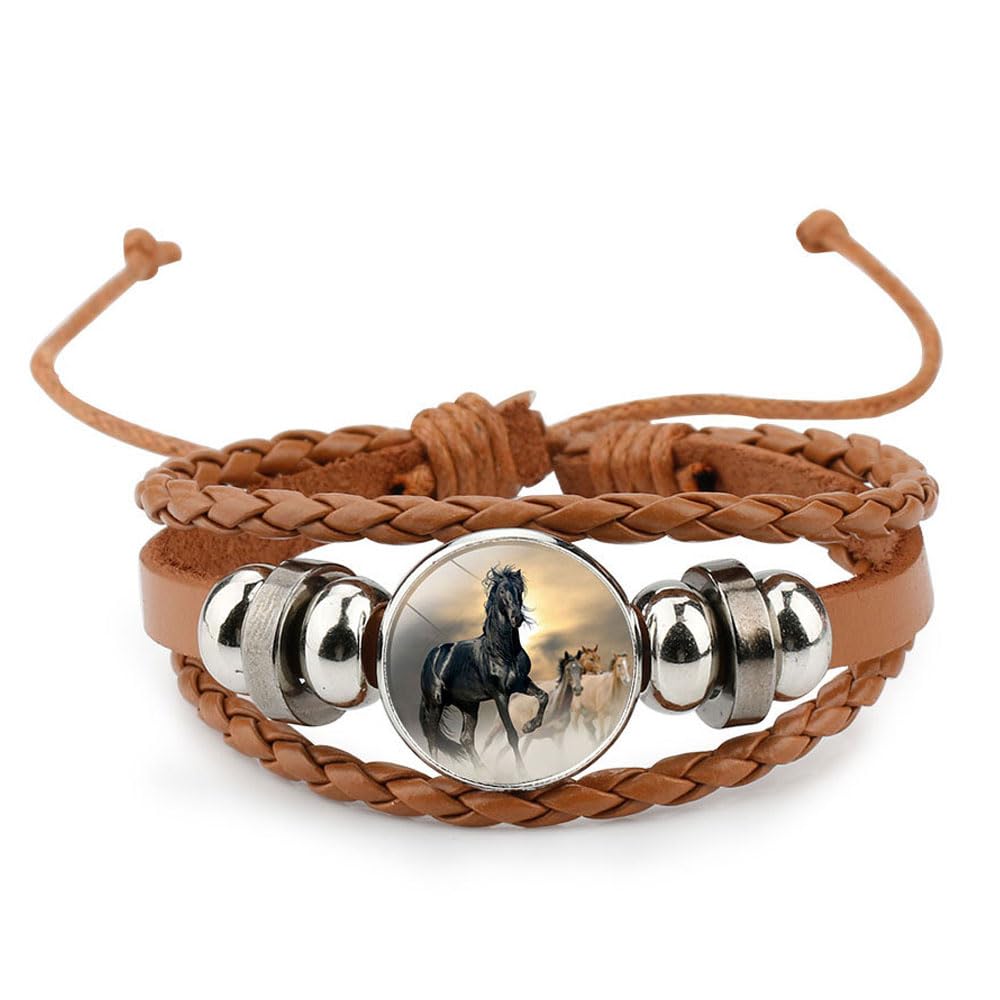 HOOTO Woven Braided PU Leather Bracelet for Women Girl Cute Faux Leather Wristbands Multilayered Handmade Wrap Bangle Bracelets Adjustable