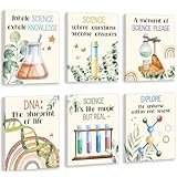 HOURIA Science Canvas Wall Art,Colorful Chemistry Physics Posters,Set of 6 (8”x10” Framed)Inspirational Positive Quotes Art Print,Science Bulletin Board Sets Wall Decor for Classroom,Middle School,Lab