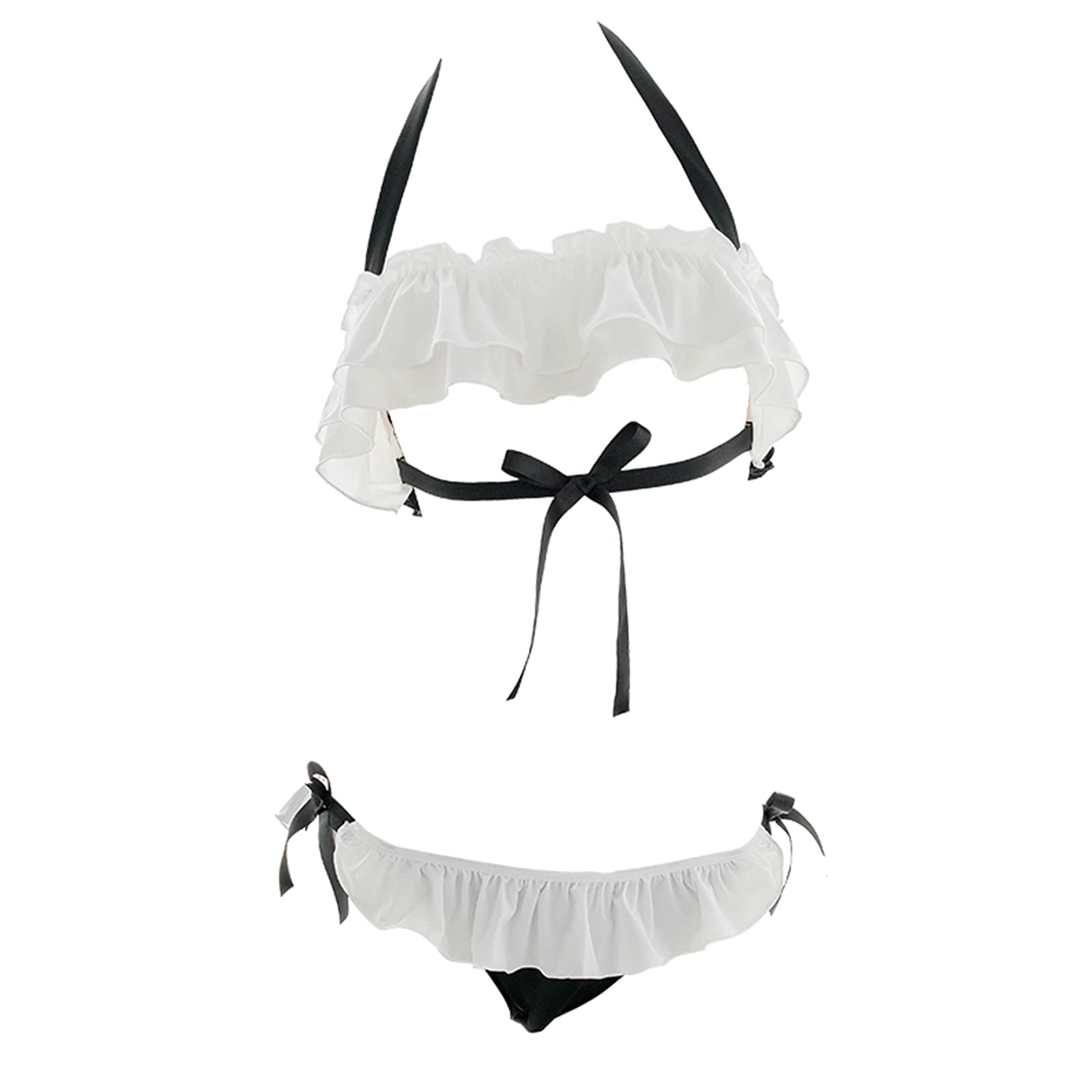 YOMORIO Womens Sexy Ruffle Bikini Set Cute Anime Cosplay Lingerie Lolita Japanese Underwear