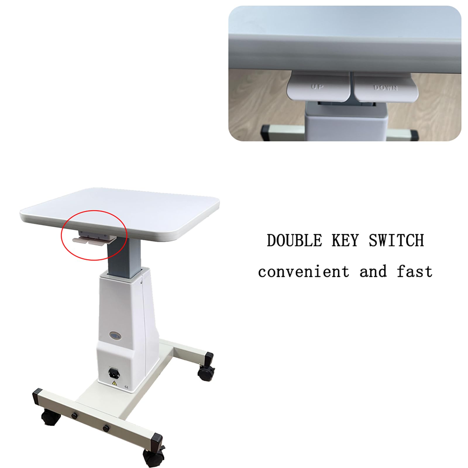 Elektrisch Höhenverstellbarer Tisch Arbeitstisch für Ophthalmische Instrumente 400 x 480 mm 630-820 mm Höhe 75 kg Maximales Ladegewicht