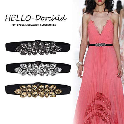 Women Rhinestone Stretch Belts Thin Skinny Elastic Wasit Belt Beaded Crystal Belts for Lady Dresses2