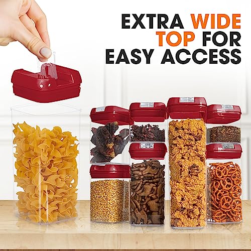 Cheer Collection Stackable Airtight Food Storage Containers - Bpa Free Plastic Food Organizer For Pantry With Dry Erase Marker And Labels, Red (Set Of 7) #TOP6