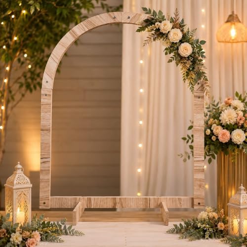 Image of SATYAM KRAFT 1 Piece Foldable Arch Shape Wooden Makhar Mandap | Wooden Pooja Backdrop Stand for DIY Pandal & Temple | Festival Decoration Setup for Ganesh Chaturthi, Janmashtami & Idol Pooja Decor