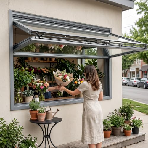 Ventana plegable vertical con bastidor aluminio resistente y vidrio 5mm 5