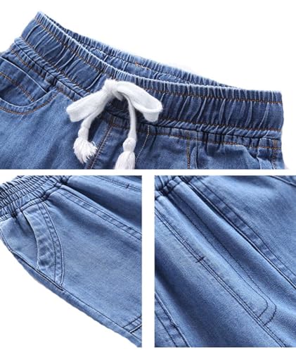 Boys Jeans Jogger Kids Elasticated Waist Denim Pants Cotton Stretch Trousers2