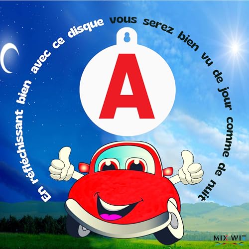 Plakette Junge Fahrer | Modul Fix & Saugnapf | Anti-Diebstahl & UV | Oberfläche REFLEKTIERENDE Nacht | INDEFORMABLE | Flexible Nutzung | Frankreich