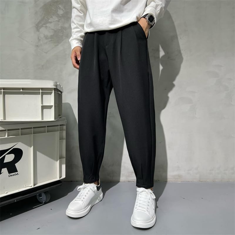 Solid Color Suit Pants Men Business Society Dress Ankle Zipper Korean Straight Office Formal Trousers4