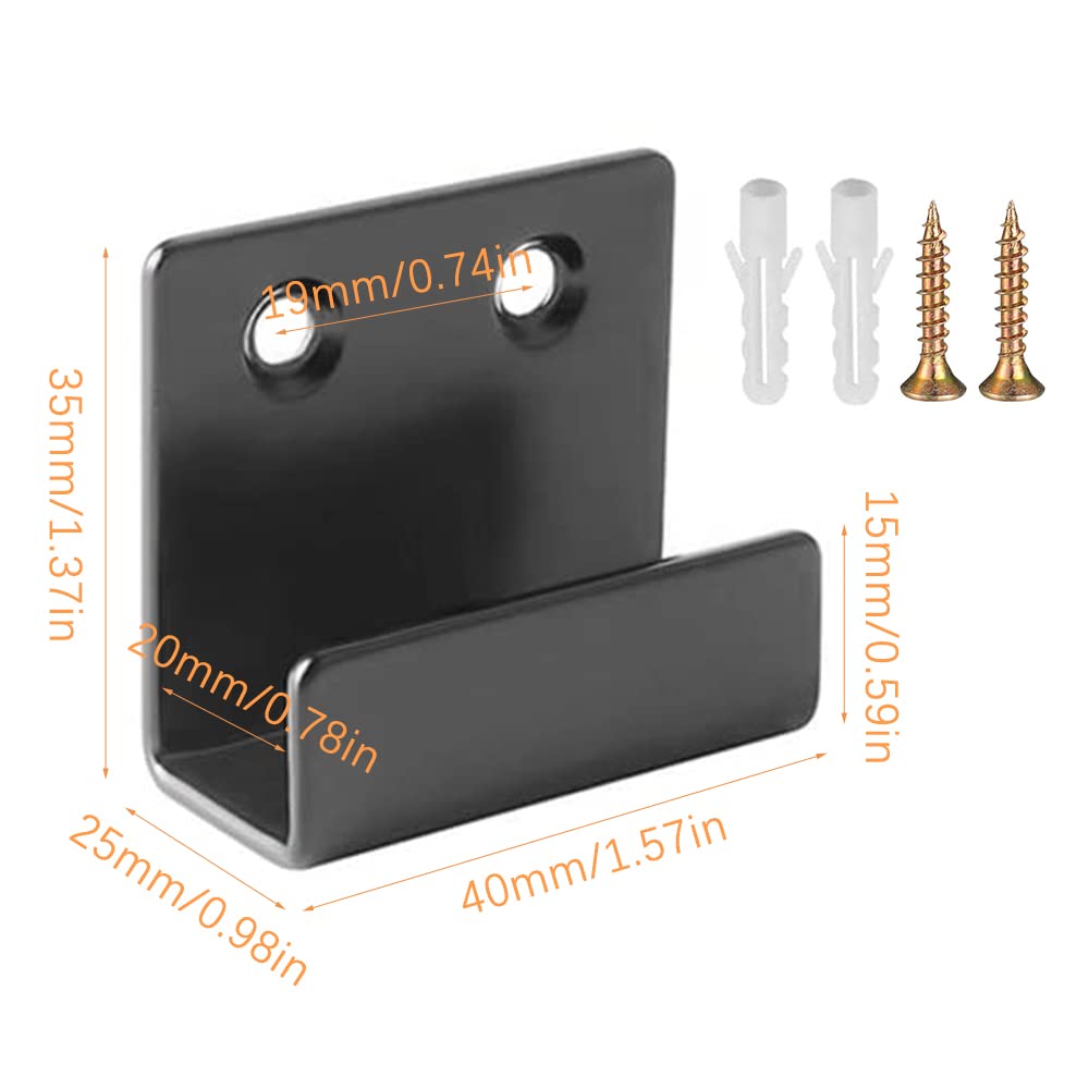 8 Pezzi Staffa a U, Ganci Muro, Espositore per Piastrelle di Ceramica, Gancio in Metallo, con Viti e Tubo di Espansione, Adatto per Espositore per Pittura a Olio, Foto (XL, Nero)