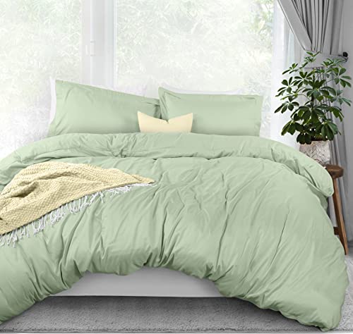 Utopia Bedding Duvet Cover Queen Size - 3 Piece with Zipper Closure - 1 Comforter Cover 90X90 Inches & 2 Pillow Shams 20X26 Inches (Sage) Comforter Not Included