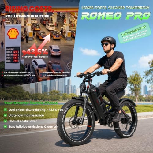 Image of 2026 eAhora Romeo Pro 3 /2 52-46 Mph Electric Bike for Adults, 6000W /4000W /2500W Dual Motor Ebike 60V 80Ah /52V 70Ah Battery 235+Miles Long Range, 26*4.0 inch /20*4.5 inch Fat Tire, Full Suspension, All Terrain
