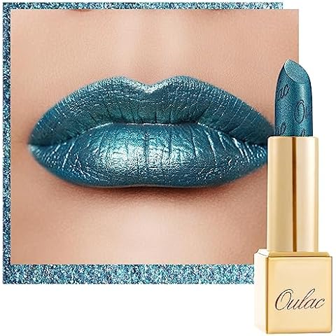 Oulac Christmas Green Metallic Glitter Lipstick Cover