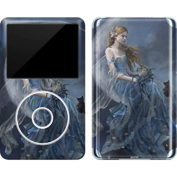 Skinit Decal MP3 Player Skin Compatible with iPod Classic (6th Gen) 80GB - Originally Designed Fairy with Black Cat Sitting on Moon by Nene Thomas Design