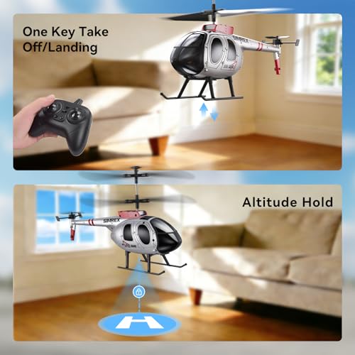 Image of SIMREX RC Helicopter Toy for Kids & Beginners - Altitude Hold, 2 Speeds, Rechargeable with 2 Batteries, Indoor /Outdoor Hands-on Play, Ideal Gift for Boys Girls