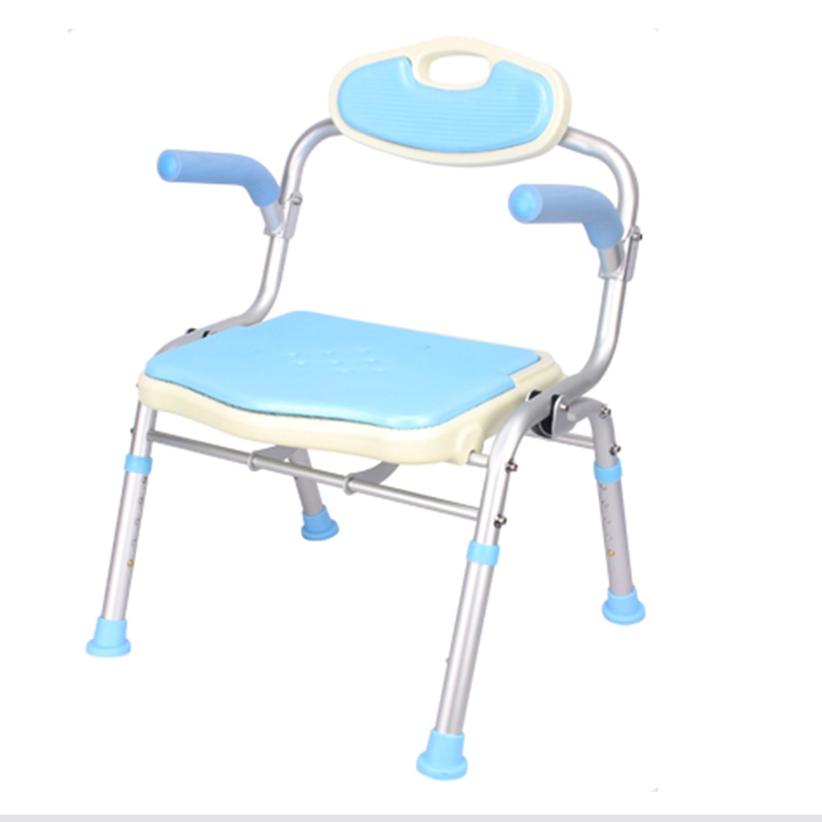 Silla De Ducha Regulable con Respaldo Y Reposabrazos │ Barra De Agarre con Ventosa │ Banco Antideslizante │ Asiento De Bañera for Mayor Seguridad En El Baño (Color : Light Blue)