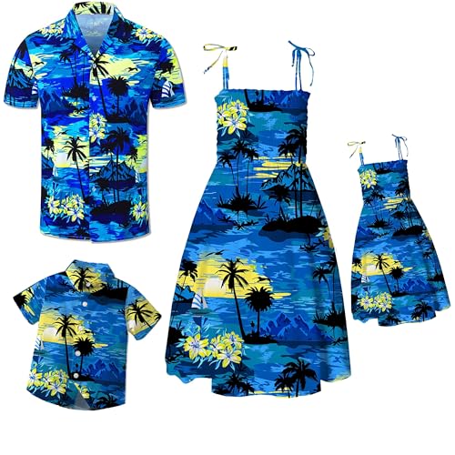 Image of SANGTREE Family Matching Hawaiian Outfits , Casual Beach Travel Clothes ,Vacation Clothing Set for Women & Men & Girls & Boys