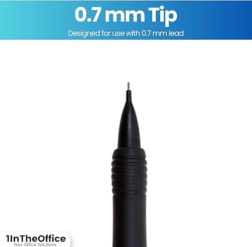 Miniatura 4 de 1InTheOffice Portaminas de 0.028 in, juego de portaminas con mango de goma, plomo mediano #2, recargable (paquete de 12)