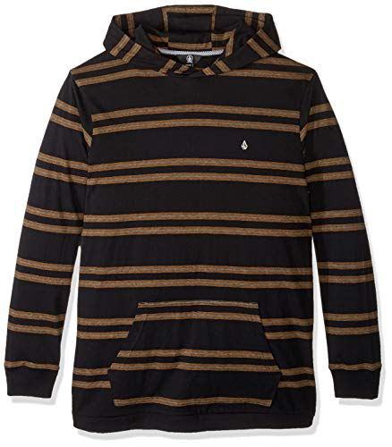 Volcom Men's Tehas Long Sleeve Hooded Shirt, Black, Extra Small