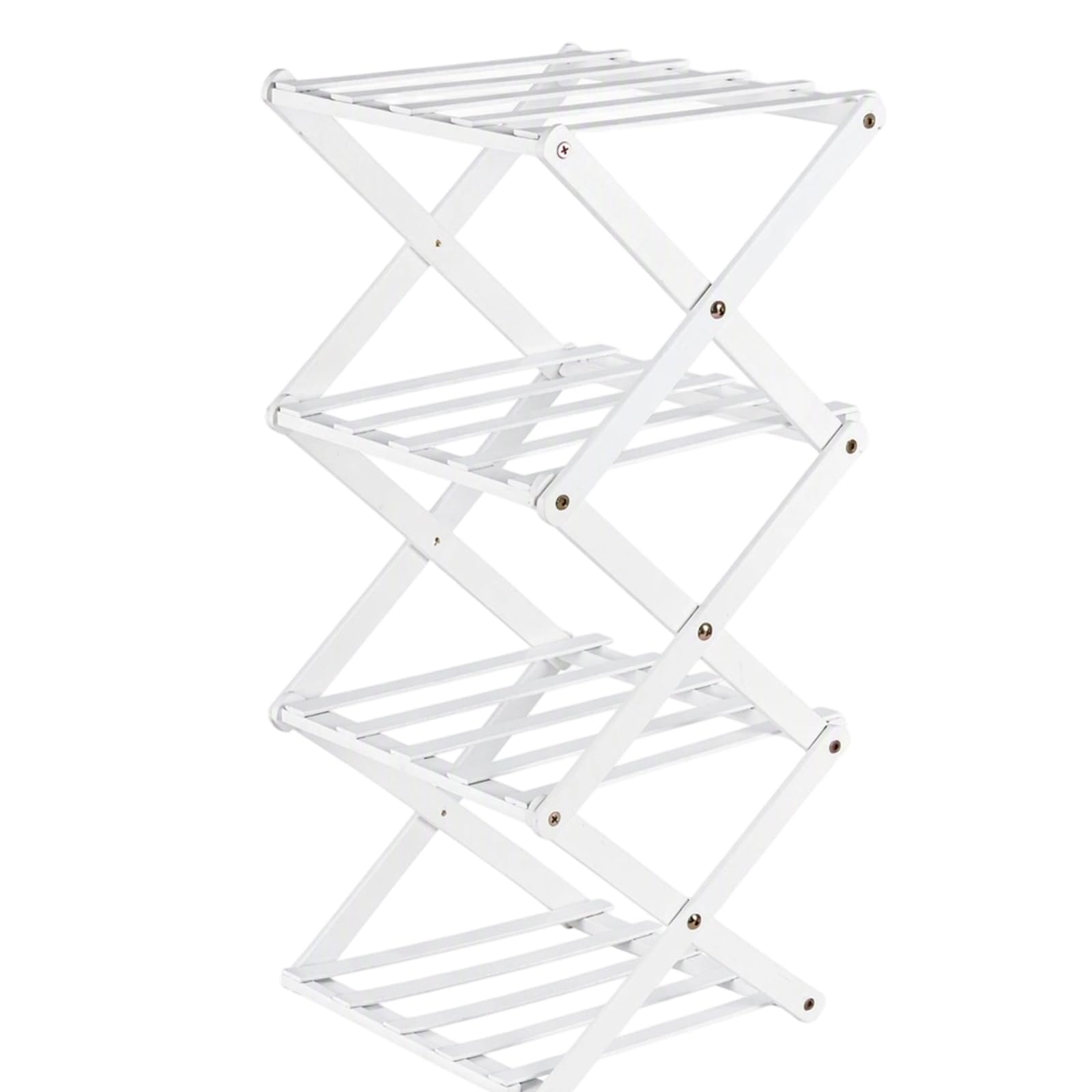 Elovara Shoe Rack White, 4 Tier Foldable Bamboo Shoe Storage Organizer