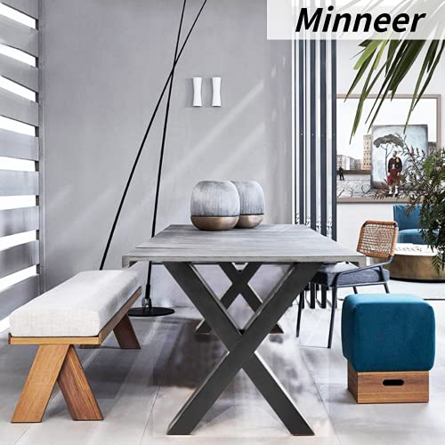 Minneer 28” Metal Table Legs With Heavy Duty Steel Set Of 2 X Frame Industrial Country Style Office Table, Dining Table, Computer Desk, Bench Legs Iron Console Legs, Support Diy(28”Hx 24”W) #TOP5