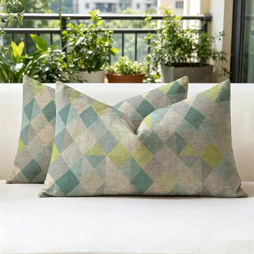 Housse de coussin extérieur imperméable 50x90 lot de 2 housse coussin lin vert