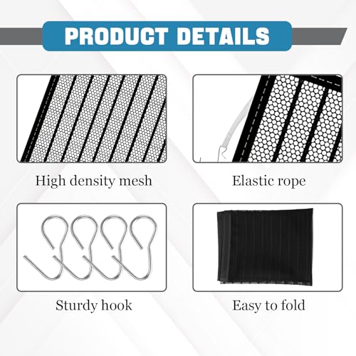 Image of Wuyaoyao Car Grille Protection Net, 39.4 inchx31.5 inch High-Density Front Grill Air Intake Mesh Dustproof Net with Hooks, Car Grill Mesh Blocks Stones Leaves Dirt, Universal Car Accessories (Opening: Black)