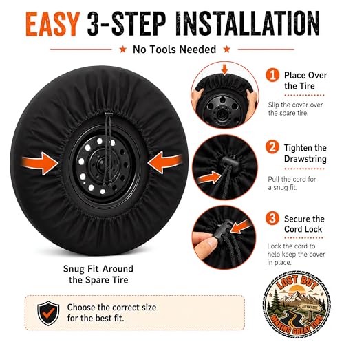 Image of Funny Spare Tire Cover, Lost But Making Great Time Printed Tire Cover for SUVs RVs Trailers Campers Trucks, Outdoor Spare Wheel Protector(15 inch for Diameter 27 inch-29 inch)