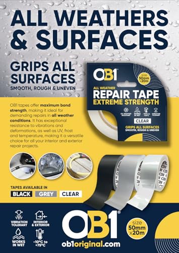 OB1 Clear All Weather Repair Tape Extreme Strength, Ultra Strong Waterproof Duct Tape, Maximum Bond Strength, Heat - Image 4