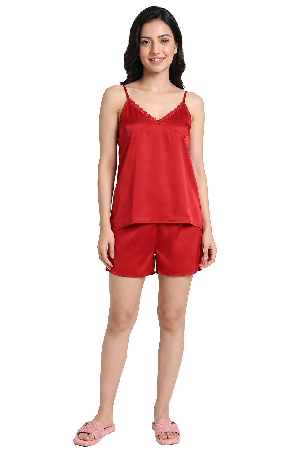 zivame Satin Short Set - Salsa-picture-34