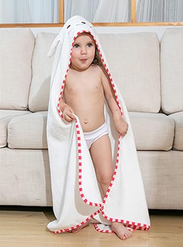 Miniatura 6 de TONWHAR Toalla de baño de algodón con capucha de cara de animal, toalla de baño suave con capucha para niños y niñas de 0 a 6 años (conejito)