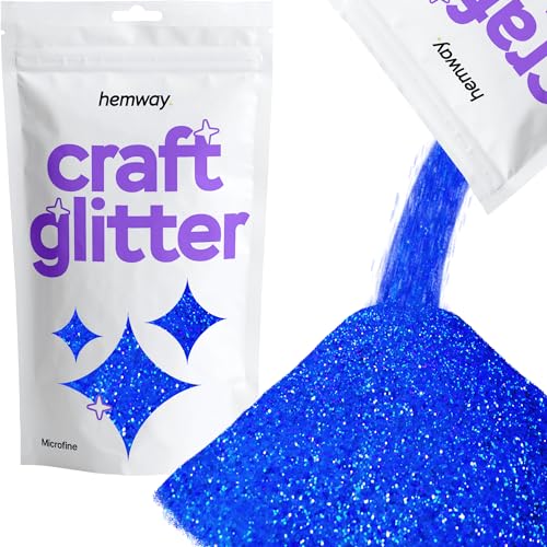 Hemway Craft Glitter Sapphire Blue Holographic 100g Microfine Glitter for Crafts Resin, Cosmetic, Nail, Face, Body, Festival